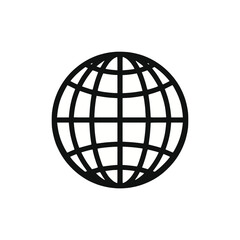 Obraz premium Simple globe icon in black and white with internet communication connection technology business