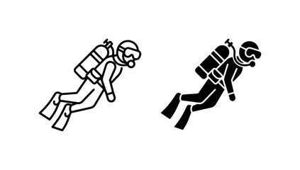 Scuba diver icons, professional diving vector set, underwater sport symbols © Saiful