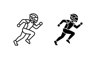 Fototapeta premium Motorcycle Racer Icon Set, Dynamic Running Silhouette, Action Sport Vector Graphics, Speed and Competition Symbols