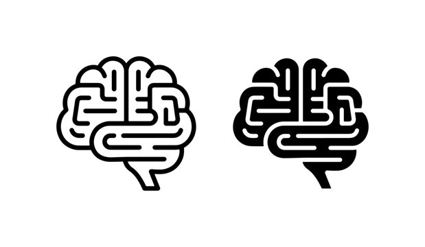 Brain Icons, Neural Network Vector Art, Cognitive Function Symbols, Medical and Science Graphics, Psychology Concepts