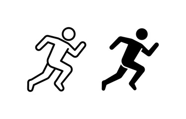 Fototapeta premium Running Man Icons, Silhouette and Outline, Vector Graphics for Fitness and Sport Concepts, Dynamic Action Poses