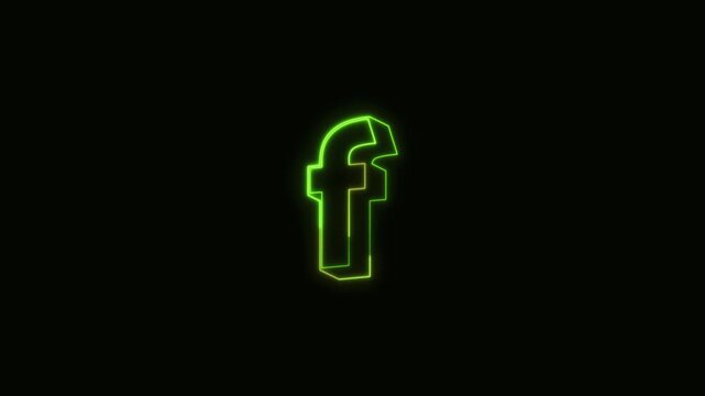 Alphabet f Neon Text Seamless Loop 4K Black Background Animated Promotional Typography for Video Editing