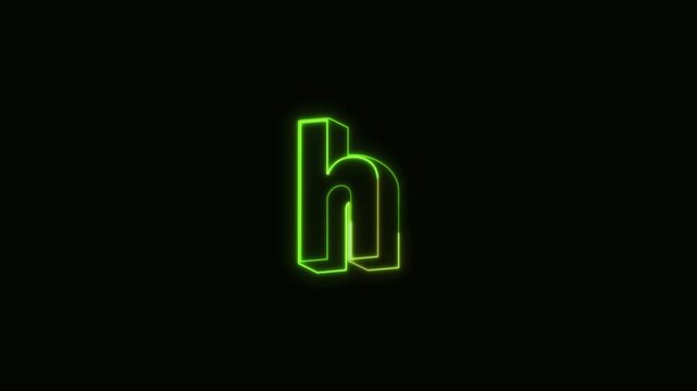 Alphabet h Neon Text Seamless Loop 4K Black Background Animated Promotional Typography for Video Editing