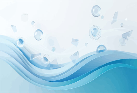 abstract wave background with geometric shapes and bubbles