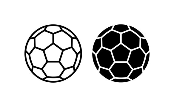 Soccer Ball Icons, Black and White Football Graphics, Sport Equipment Vector Set, Game Ball Illustrations for Sports Design