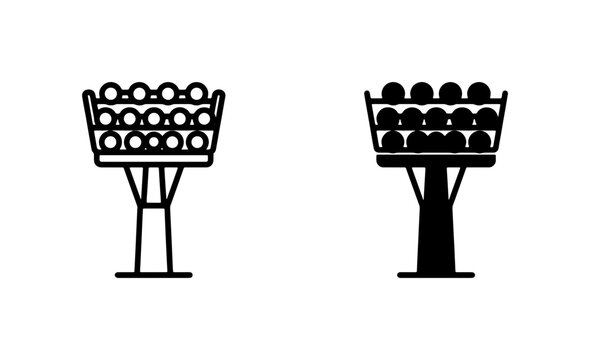 Stadium Floodlight Icons, Sports Lighting Vector Graphics, Outdoor Illumination Symbols, Searchlight Equipment