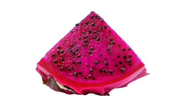 Pink dragon fruit slice with black seeds