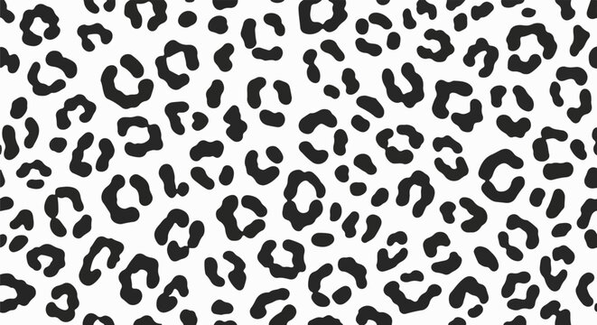 A repeating pattern of black leopard spots on a white background