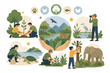 Fototapeta premium Biodiversity Protection Programs and Ecosystem Conservation Illustration