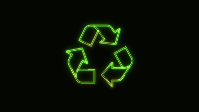 Reuse Icon Neon Seamless Loop 4K Black Background Animated Promotional Typography for Video Editing