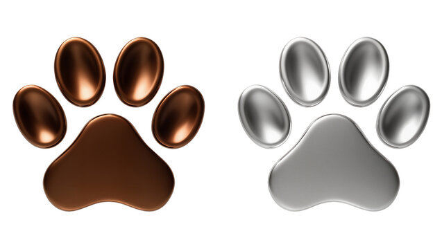 Brown and silver metallic paw prints
