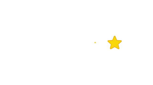 Animated five gold stars popping up and pulsing on white. Clean 5 star rating, customer review and premium quality success icon