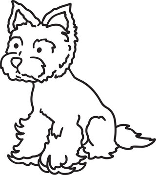 Yorkshire terrier line art set small fluffy dog doodle cute pet outline minimalist black contour hand drawn clipart for grooming salon pet accessories veterinary packaging coloring pages simple sketch