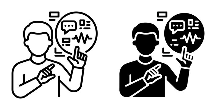 AI Chatbot Interface, Digital Communication Icons, Futuristic Technology Concepts, Vector Graphics Set