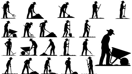 Fototapeta premium Collection of silhouettes of people at work