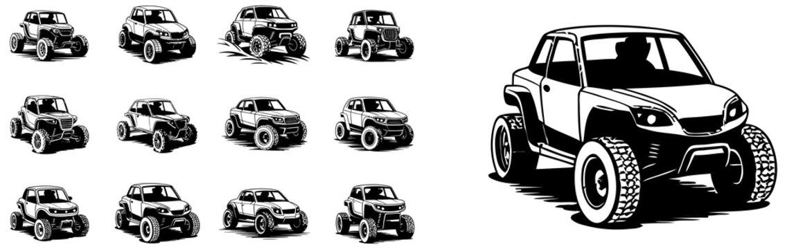 UTV offroading social club logo design vector mini set art