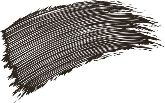 A deep burnt umber stroke with parallel ribbed textures and ragged edges stands out against a pristine white background, optimized for vector tracing