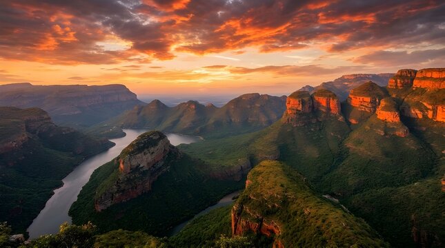Three Rondavels at Blyde River and sunset