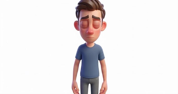 Animated cartoon character portrait with neutral expression