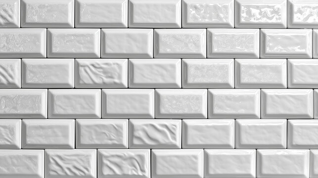 Classic White Subway Tile Texture: A seamless pattern of classic white subway tiles with a subtle, textured finish, perfect for architectural backgrounds and design inspiration.
