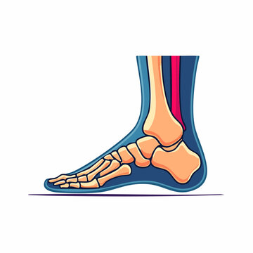 Anatomical Illustration of Human Foot Bones and Tendons