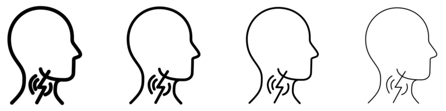 Set of icons of sore throat, symbol of inflammation or illness. Vector illustration.