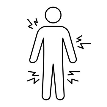 Person with body pain, icon of general malaise or fatigue. Vector illustration.