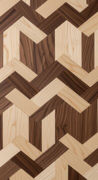 Geometric wood pattern, chevron design, wooden texture, brown and beige