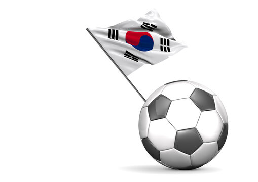 Football Flag Of South Korea against white background