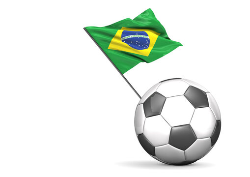 Football Flag Of Brazil against white background