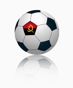 Angolan flag on football, close up
