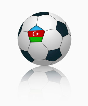 Azerbaijan flag on football, close up