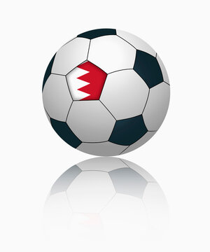 Bahraini flag on football, close up