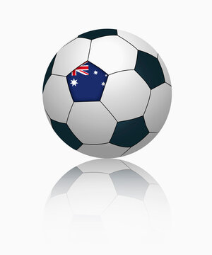 Australian flag on football, close up