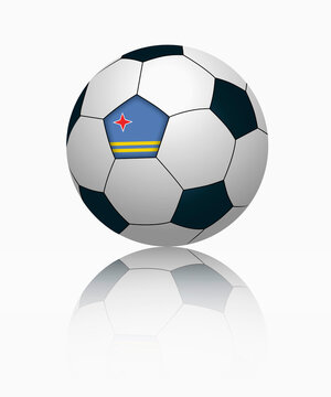 Aruba flag on football, close up