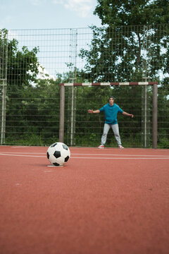 Soccer goalkeeper awaiting penalty shot
