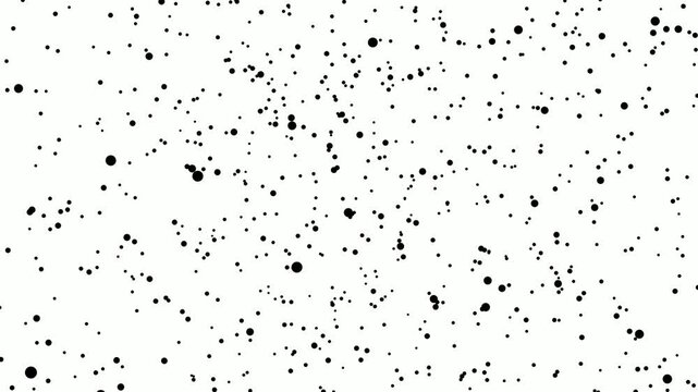 Particles dispersing and fading over white background, time lapse