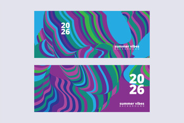 Obraz premium 2026 Abstract summer background template with fluids and bold shape