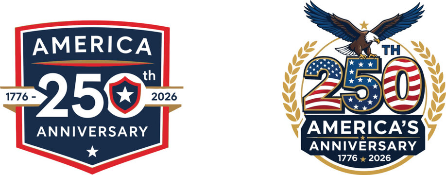 America 250th anniversary logos celebrating two and a half centuries