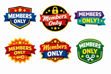 Obraz premium Members only badges collection showing exclusive access, premium content, membership, and restricted services