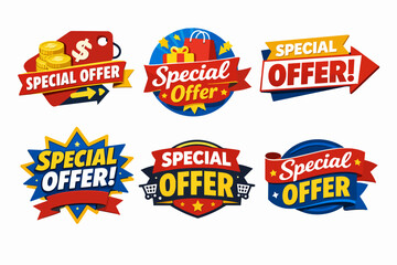 Naklejka premium Special offer badges collection for marketing campaigns, promoting sales, discounts, and exclusive deals