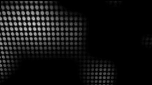 Animated abstract technology dark background random dots and grid 4K. Loop background. Led halftone and moire effect.Abstract black and white gradient halftone dotted background with a pop cartoon com