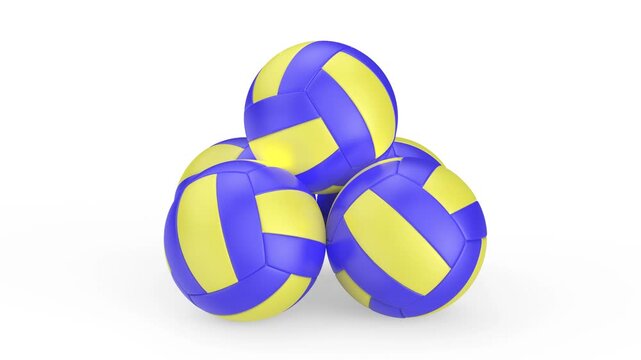 Group of volleyball balls on white background