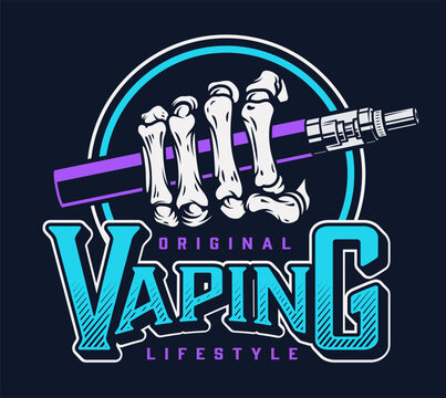 Skull holding vape pen image