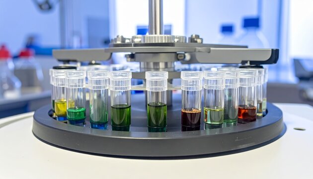 Microcentrifuge Tubes with Colored Liquids in Laboratory Setting