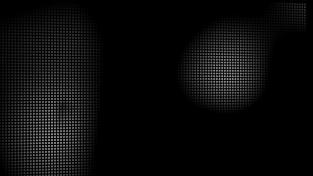 Animated abstract technology dark background random dots and grid 4K. Loop background. Led halftone and moire effect.Abstract black and white gradient halftone dotted background with a pop cartoon com