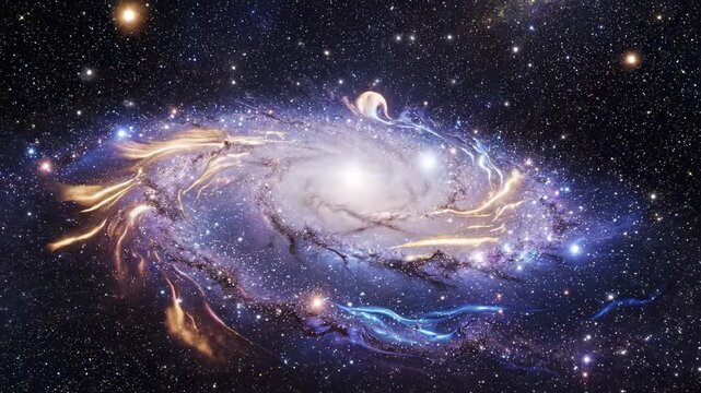Spiral Galaxy Deep Space Animation with Billions of Stars, Cosmic Nebula Glow and Cinematic Universe Background in Ultra Detailed Astronomy Scene