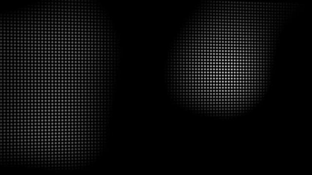 Animated abstract technology dark background random dots and grid 4K. Loop background. Led halftone and moire effect.Abstract black and white gradient halftone dotted background with a pop cartoon com
