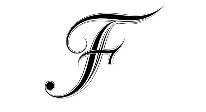 Elegant black letter f design on white background for graphic use