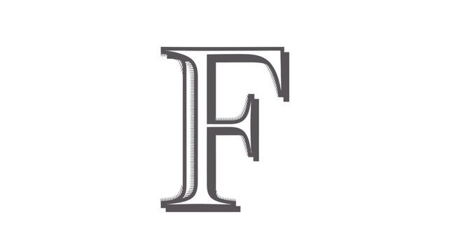 Elegant letter f illustration isolated design element against white background